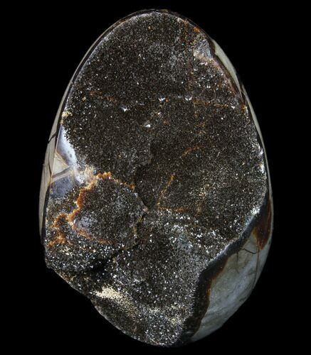 Septarian Dragon Egg Geode - Black Crystals #88159